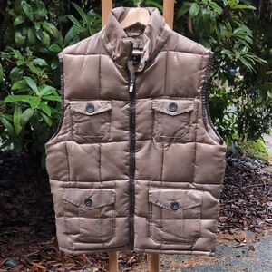 Puffy Quilted Steve Madden Brown Quilted Vest w/ Pockets